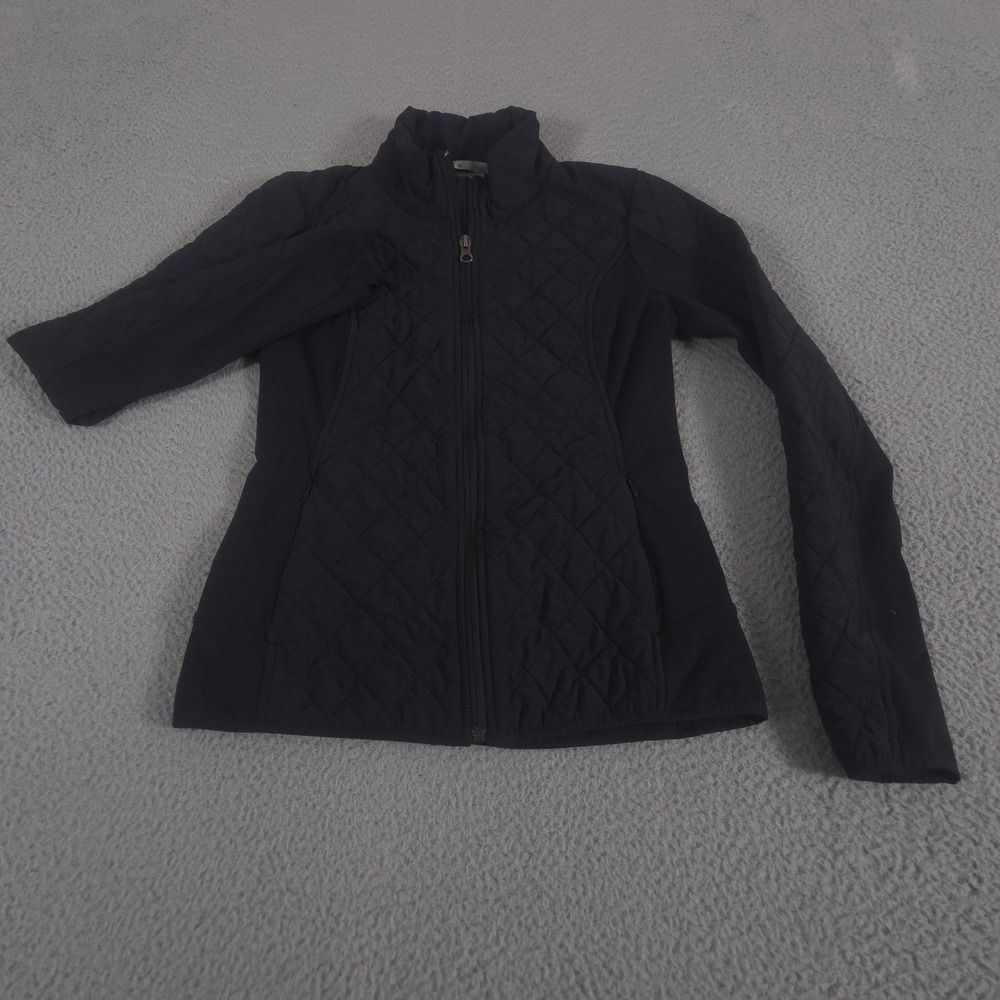Athleta Jacket Womens Small Black Upside Quilted Hybrid Full Zip Thumbholes
